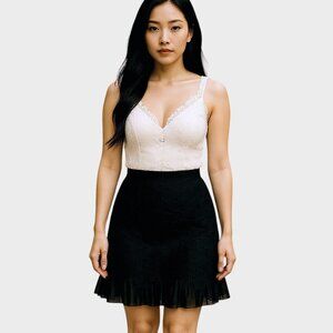 Anthropologie Skirt Womens 4 Black Crochet Lace Flare Dress Cocktail Party